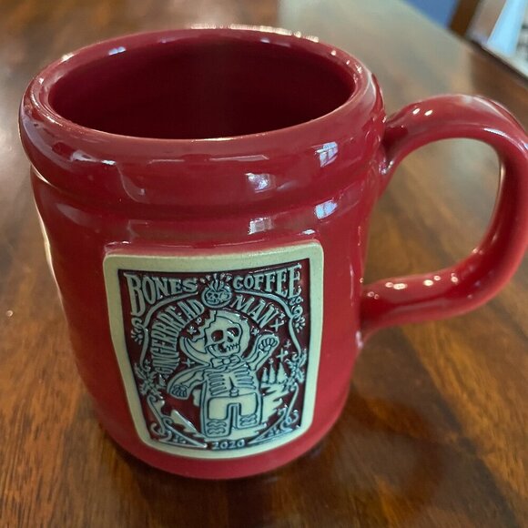 Deneen Pottery BONES COFFEE CO. "GINGERBREAD MAN" Mug 2020 - Red! - Picture 1 of 7
